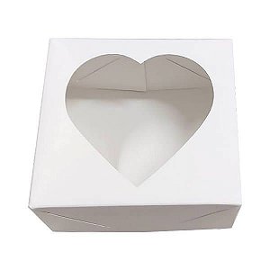 Caixa 4 Visor Coração (Branca) (8x7.5x4 cm) 10unid Embalagem Pet