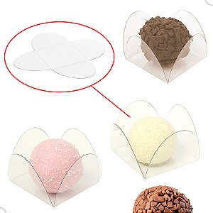 100 Forminha de Plástico para Brigadeiro F-1 (3.5x3.5x2.5 cm) Doce Brigadeiro Festa Casamento Aniversário