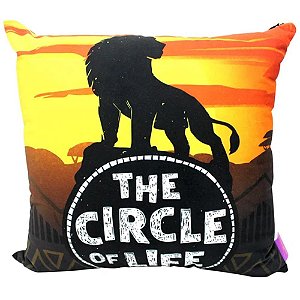 ALMOFADA FIBRA VELUDO 40X40CM REI LEAO THE CIRCLE OF LIFE