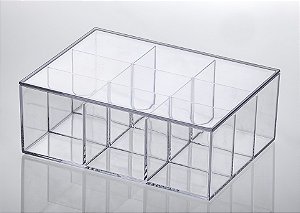 Caixa organizadora com tampa e divisórias 22,5 x 16,5 x 8,5 cm
