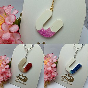 Chaveiro em resina Letra U