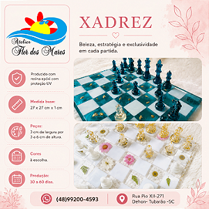 Jogo de Xadrez em Resina Atelier Flor dos Mares