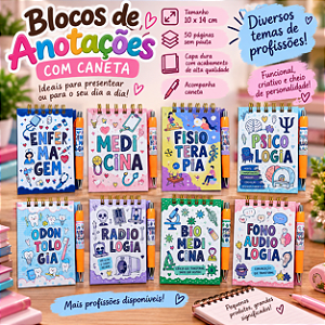 Bloco de Anotação com Caneta Profissões