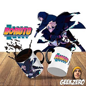 Caneca Anime Boruto Logo Personagens - Interior E Alça Laranja
