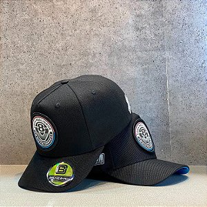 Boné 143H V8 Aba Curva Preto, Azul e Faxiamento