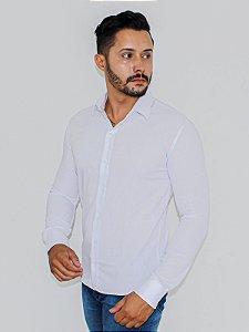 Social Super Slim Fit Em Linho Branca