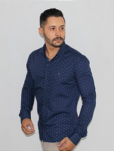 Social Super Slim Fit Estampa Azul Neoo