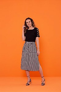 Blusa Meire em viscose twill com decote canoa Puro Sharmy