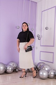 Blusa Kim em malha canelada com decote redondo Puro Sharmy