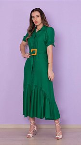 Chemise Hedda em viscose com gola e abotoação frontal funcional Puro Sharmy