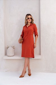 Vestido Caroline em Viscose Sarjada Aline Cerkunvis