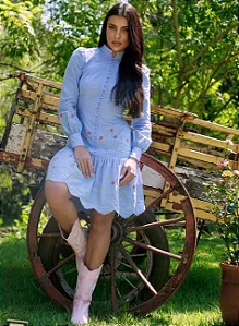 Vestido Curto Flower em Algodão Agua de Rosas