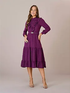 Vestido Lena  confeccionado em poliéster com textura Dots Shine Tata Martello
