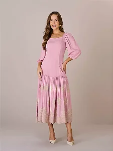 Vestido Eliana em  viscose rayon slub Tata Martello