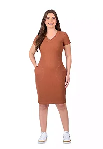 Vestido Kelly em malha Canelada Hapuk