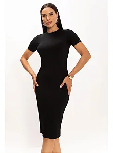 Vestido Canelado Clássico Preto Marya Lekazis