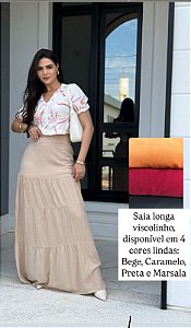 Saia longa Maçã Hortelã em viscolinho