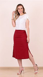 Saia Rosangela de Linho com elastano Evasê Puro Sharmy