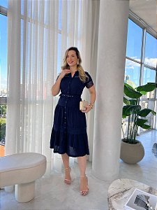 Vestido Midi em Viscose com Gripir Expressão Moda