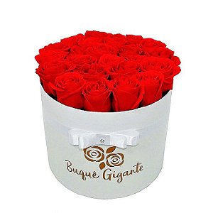 Exclusivo Box Rígido Branco c/ 25 Rosas Vermelhas Importadas