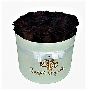 Exclusivo Box Rígido Branco c/ 25 Rosas Negras Importadas