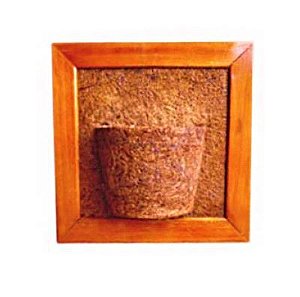 Vaso Artesanal de Parede Quadrado - Madeira e fibra de coco - 45 x 45cm 