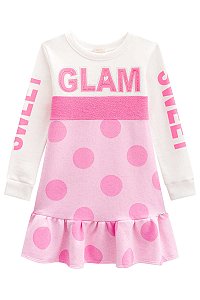 VESTIDO GLAM MOLETOM ROSA COM BRILHO - INFANTI