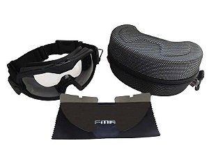 Oculos FMA com Cooler - Estojo, Flanela, Lente Fumê e Transparente - COR PRETO