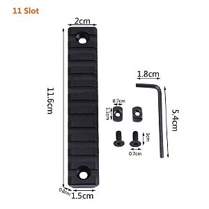 Trilho Metal 11(12cm) Slots Preto p/ M-Lock