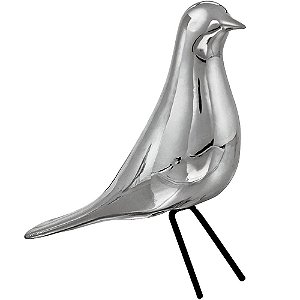 Pássaro Cerâmica Prata