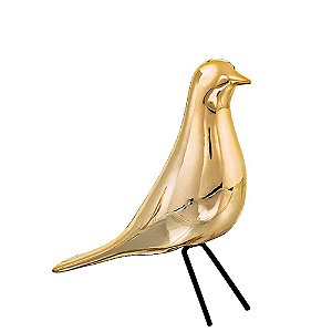 Pássaro Cerâmica Dourado