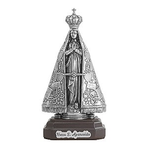 Imagem Nossa Senhora Aparecida 14 Cm Metal Base De Madeira