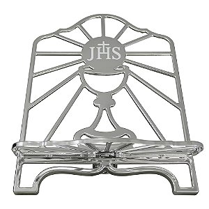 Porta Bíblia Metal Prateado Cromado JHS Suporte Missal 20x28