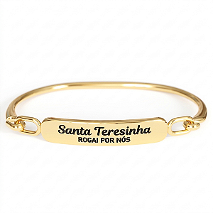 Pulseira Bracelete Dourada Religiosa Santa Teresinha Rogai Por Nós