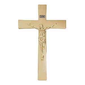 Crucifixo De Parede Metal Dourado 32 Cm Cruz Religiosa Luxo