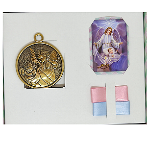 Medalhao de Berço Anjo Protetor Ouro Velho