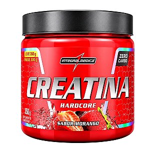 Creatina Hardcore 350g Morango Zero Carbo Integralmedica