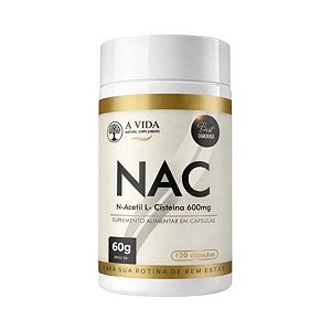 Nac N-acetil L-cisteina 600mg 120 Caps  A Vida Natural Original