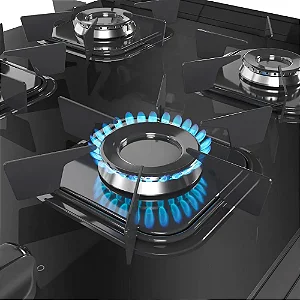 Fogão Mueller preto fosco 4 Bocas com mesa de vidro e acendimento MFV4BB
