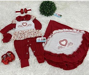 Saída da Maternidade Vermelho com detalhes
