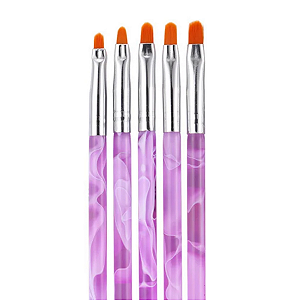 Kit 5 Pinceis para aplicação Unhas em Gel Lingua de gato e reto