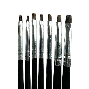 Kit 7 Pinceis para aplicação unhas em Gel Lingua de gato e reto