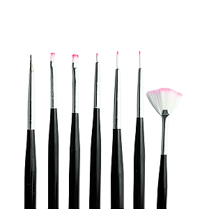 Kit 7 Pinceis de aplicação e decoração com boleador unhas em Gel