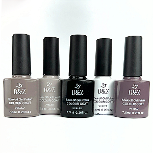 Esmalte em Gel 7,5ml Paleta Tons de Cinza Preto e Branco D&Z