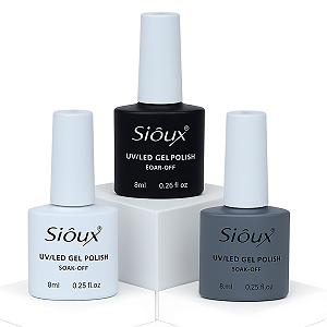 Esmaltes em Gel UV LED Sioux Preto Branco Cinza Coleção D Jelly – 8ml