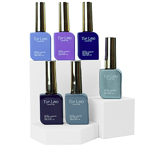 KIT 6 Esmaltes em Gel Lirio 18ml Cores Frias Alta Pigmentação Coleção Premium