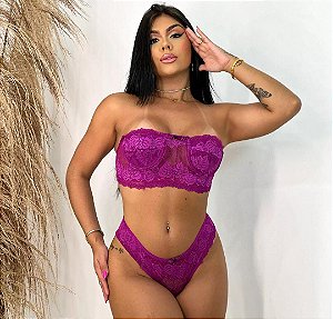 Conjunto lingerie Romantic Roxo