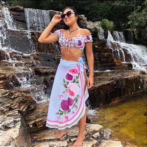 Saída Canga Azul Floral