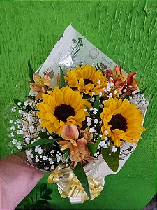 Mini Buquê com 3 Girassóis