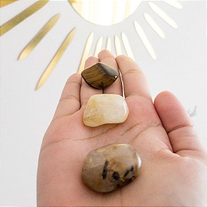 Kit Pedras da Prosperidade - Quartzo Rutilado Olho de Tigre e Citrino